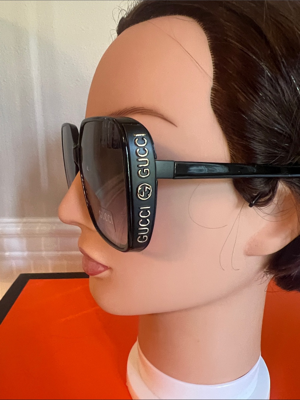 Gucci Black Frame Sunglasses with Purple Gradient Lenses